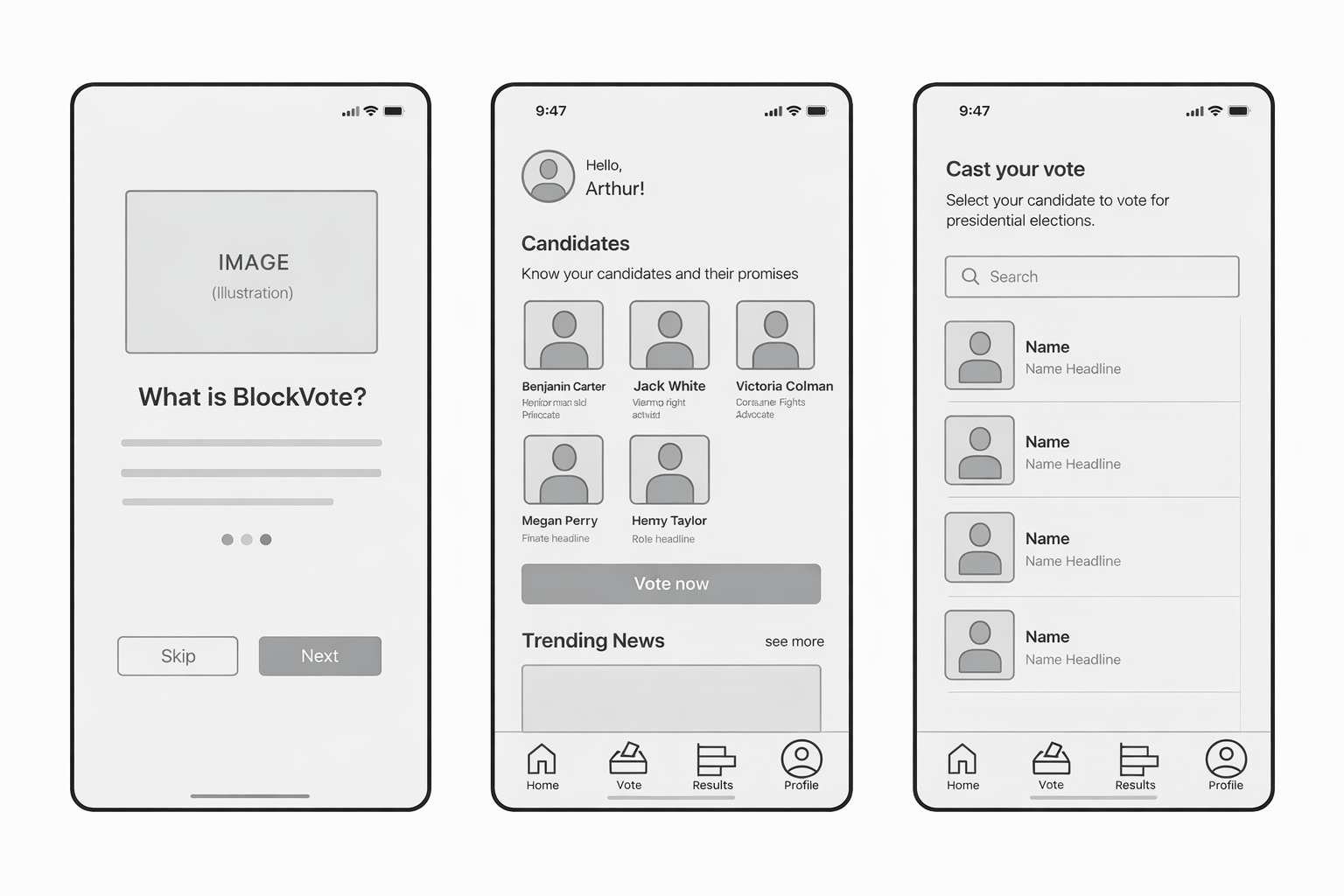 BlockVote Mid-Fi Design